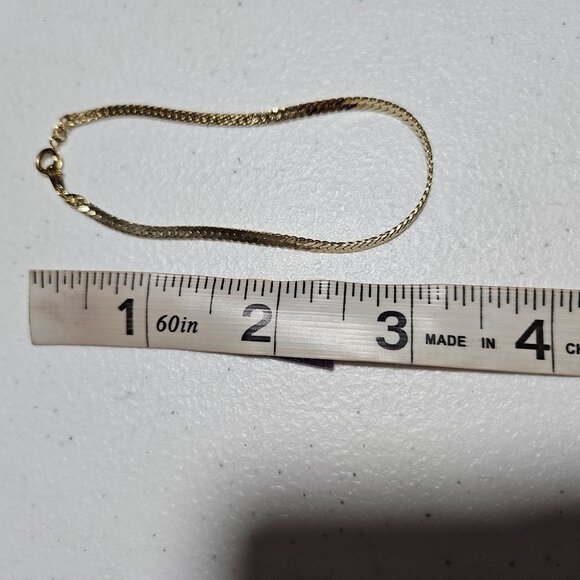 Elegant Gold Tone Herringbone Bracelet Classic Minimalist Fashion Jewelry Women - Picture 4 of 4